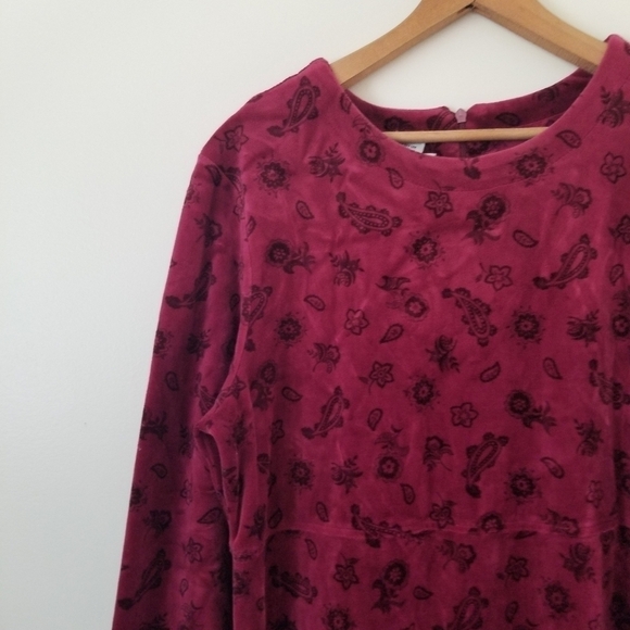 Vintage Talbots Petite Velvet Floral Midi Long Sleeve Dress Size PM - Picture 3 of 10